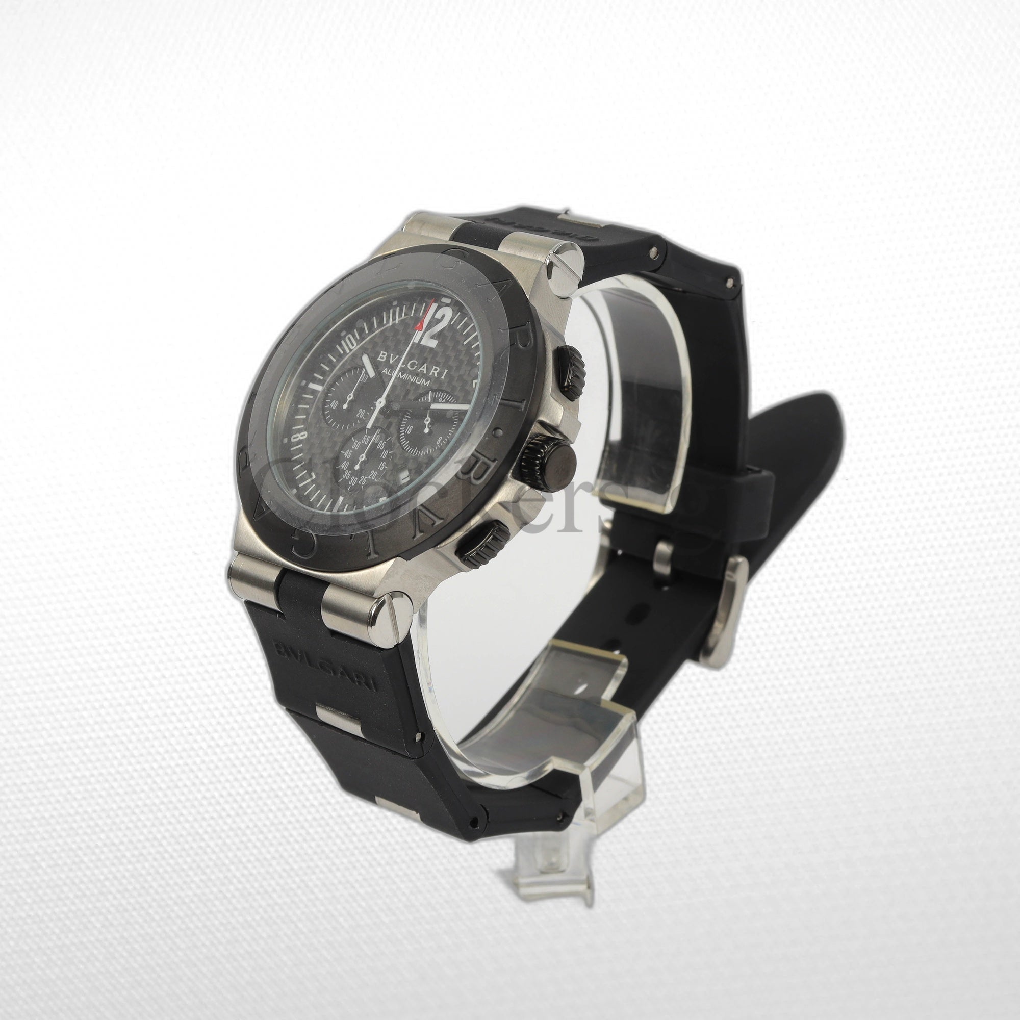 BVLGARI ALUMINIUM 40MM BLACK DIAL RUBBER BEZEL CHRONOGRAPH WATCH
