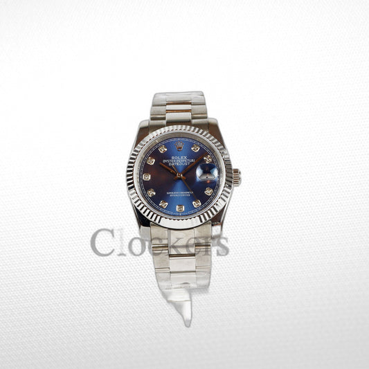 DATEJUST 36MM SS SILVER OYSTER BLUE DIAL DIAMONDS MARKERS CLONE