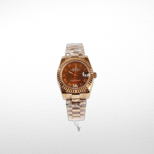 DATEJUST 31MM ROSE GOLD OYSTER BROWN DIAL RHOMAN MARKERS