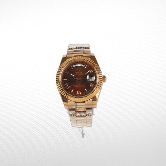 DAY-DATE II 41MM ROSE GOLD BRONZE DIAL RB STICKS MARKERS CLONE