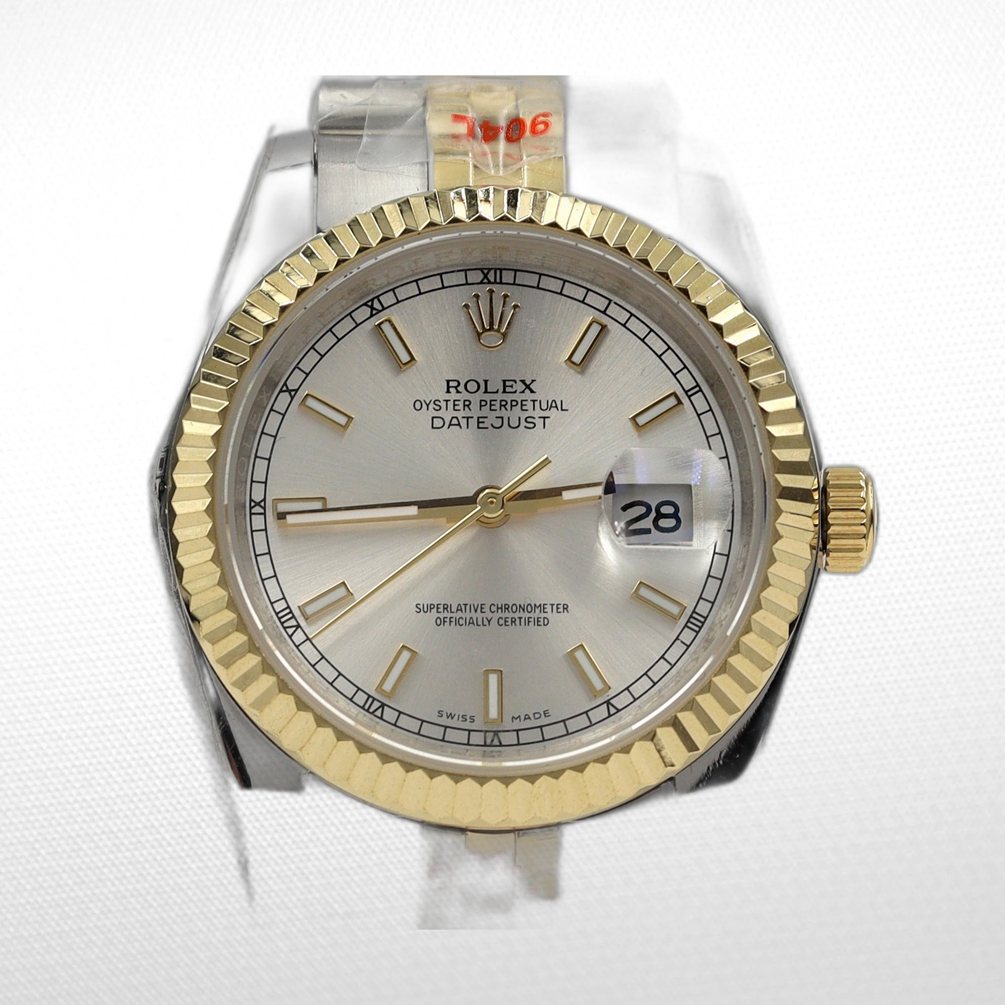 DATEJUST 36MM 2-TONE GOLD OYSTER WHITE DIAL STICKS MARKERS