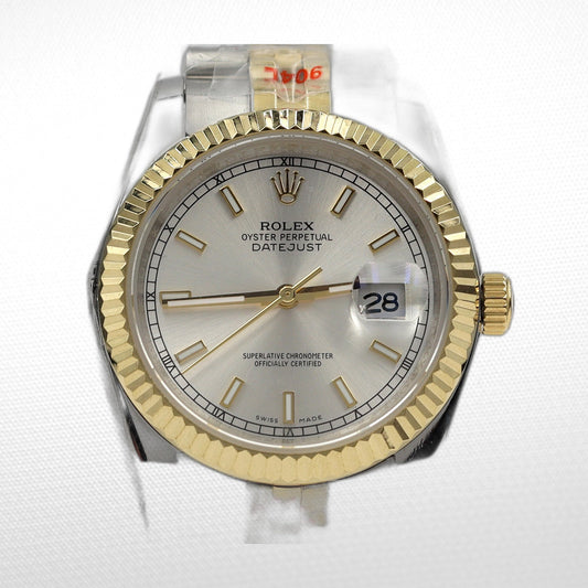DATEJUST 36MM 2-TONE GOLD OYSTER WHITE DIAL STICKS MARKERS