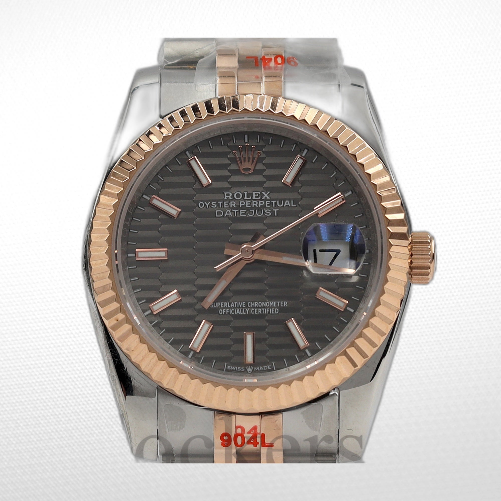 DATE JUST 36MM 2-TONE ROSE GOLD JUBILEE GREY DIAL STICKS MARKERS