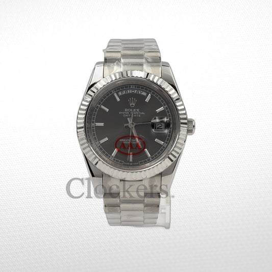 DAY-DATE BLACK DIAL STICKS MARKERS SS 40MM