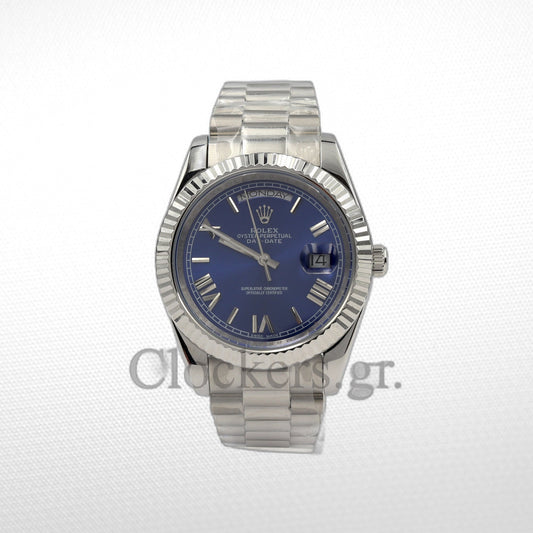 DAY-DATE II 40MM SILVER BLUE DIAL DIAL ROMAN MARKERS