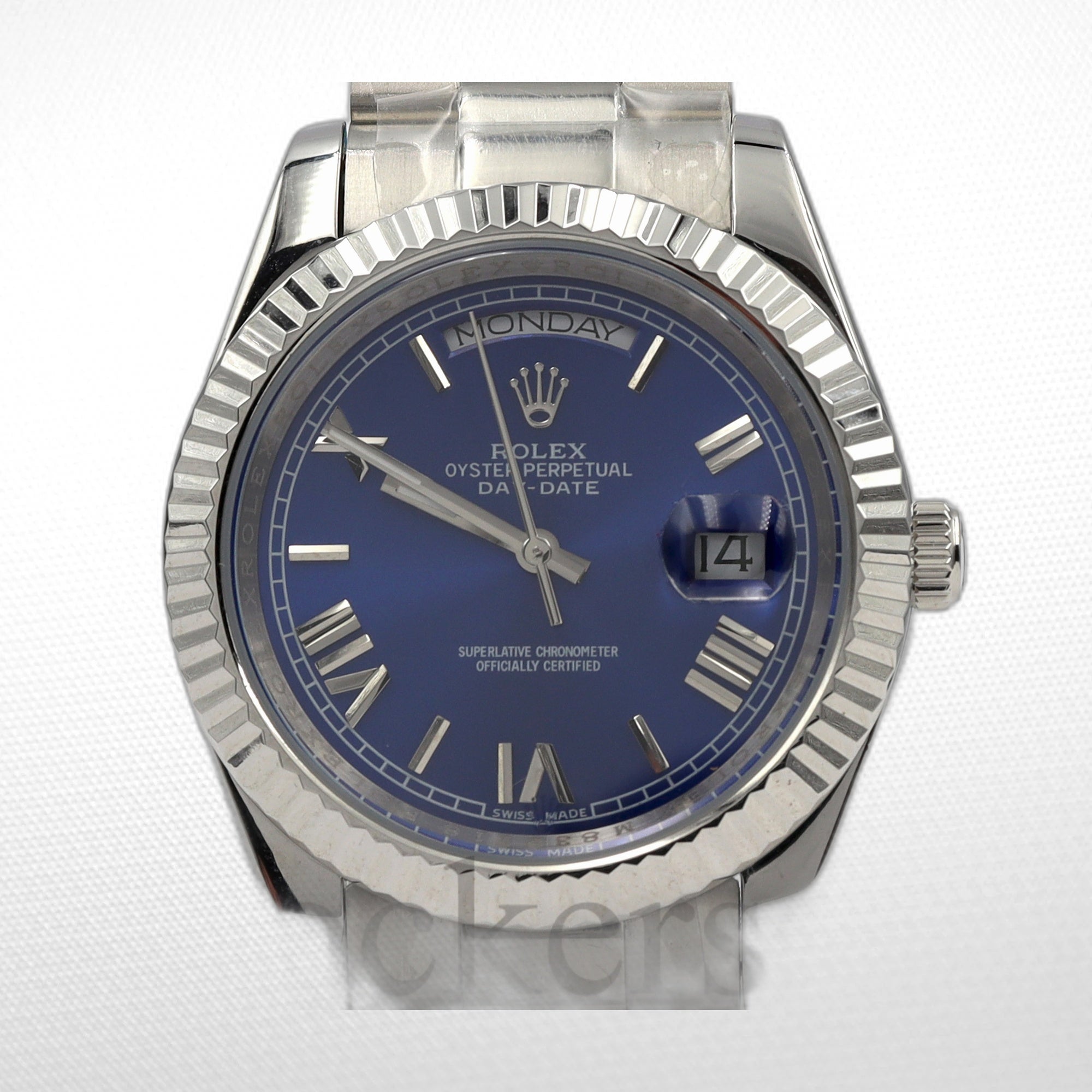 DAY-DATE II 40MM SILVER BLUE DIAL DIAL ROMAN MARKERS