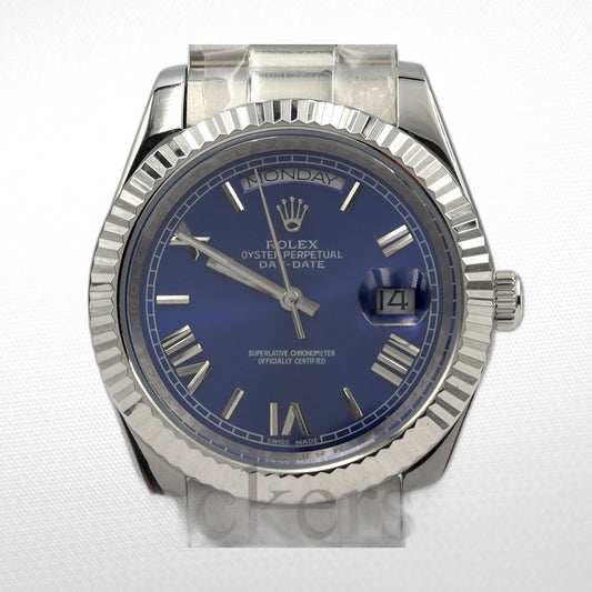 DAY-DATE II 40MM SILVER BLUE DIAL DIAL ROMAN MARKERS