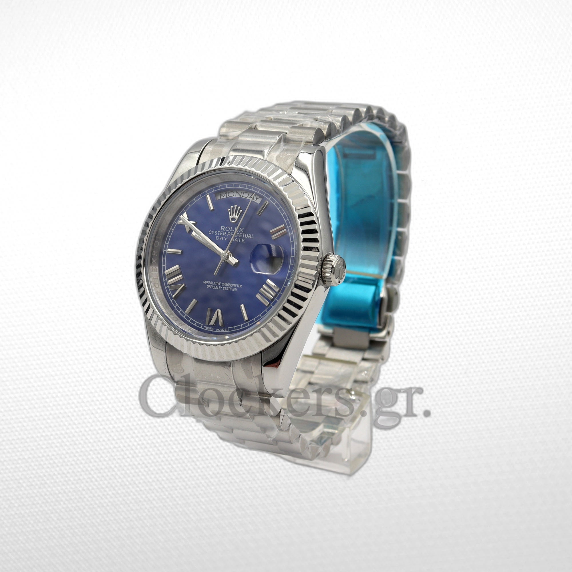 DAY-DATE II 40MM SILVER BLUE DIAL DIAL ROMAN MARKERS