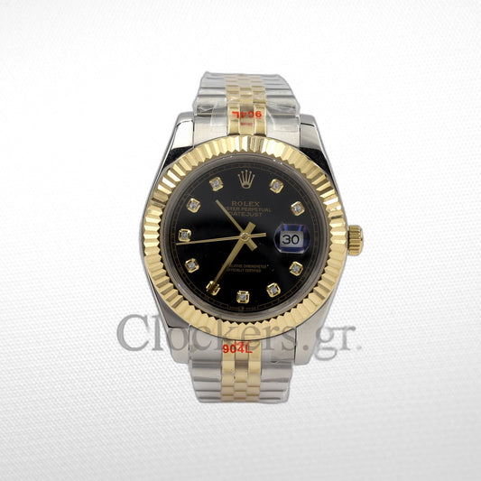 DATE JUST 36MM 2-TONE GOLD JUBILEE BLACK DIAL DIAMONDS MARKERS