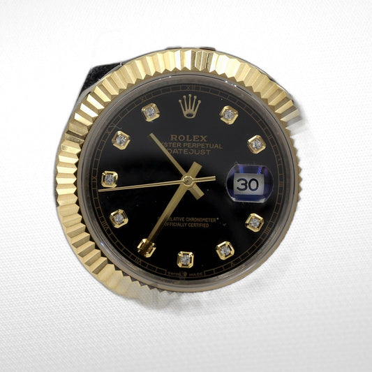 DATE JUST 36MM 2-TONE GOLD JUBILEE BLACK DIAL DIAMONDS MARKERS