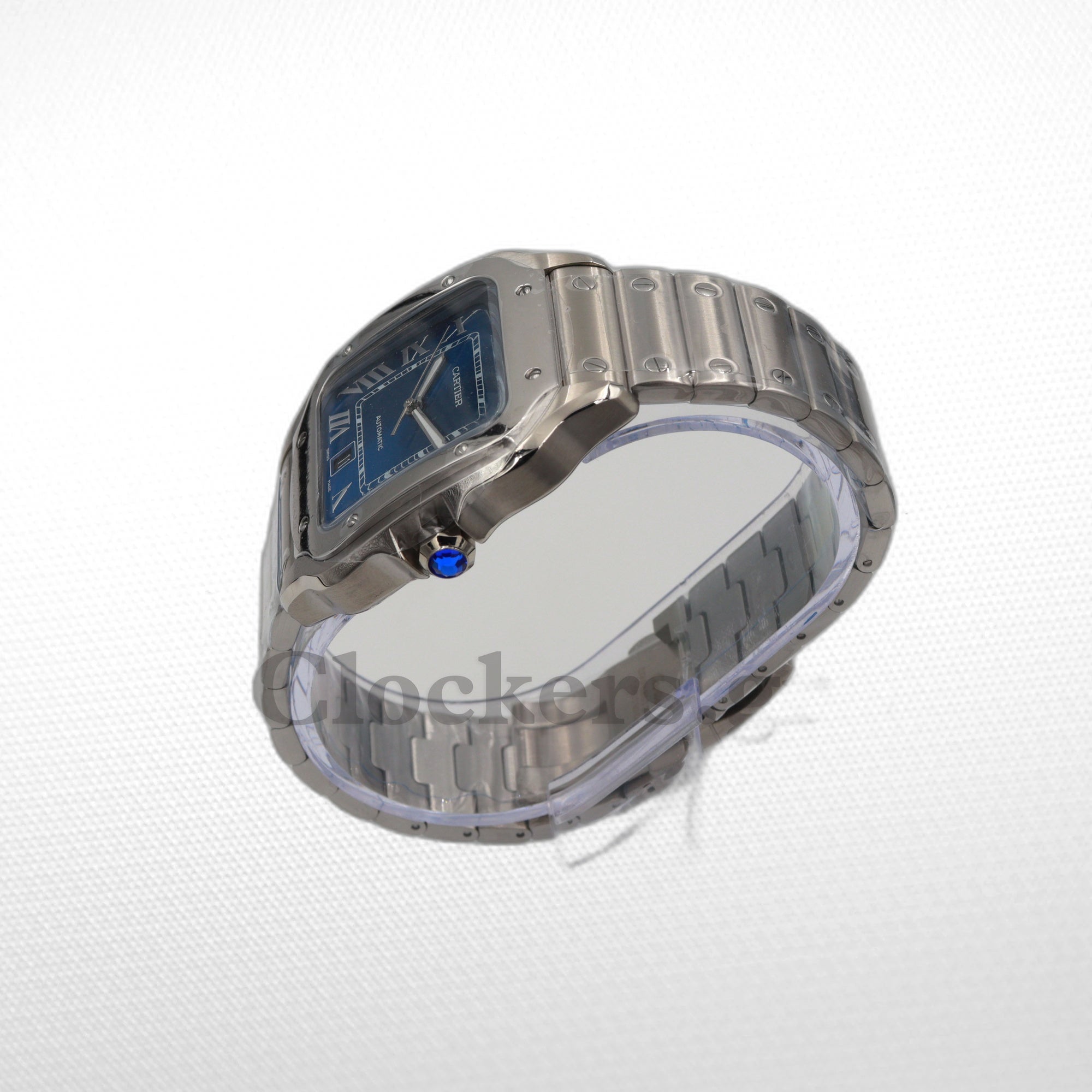 CARTIER SANTOS DE CARTIER LARGE STEEL & ADLC BLUE DIAL MEN'S AUTOMATIC WATCH