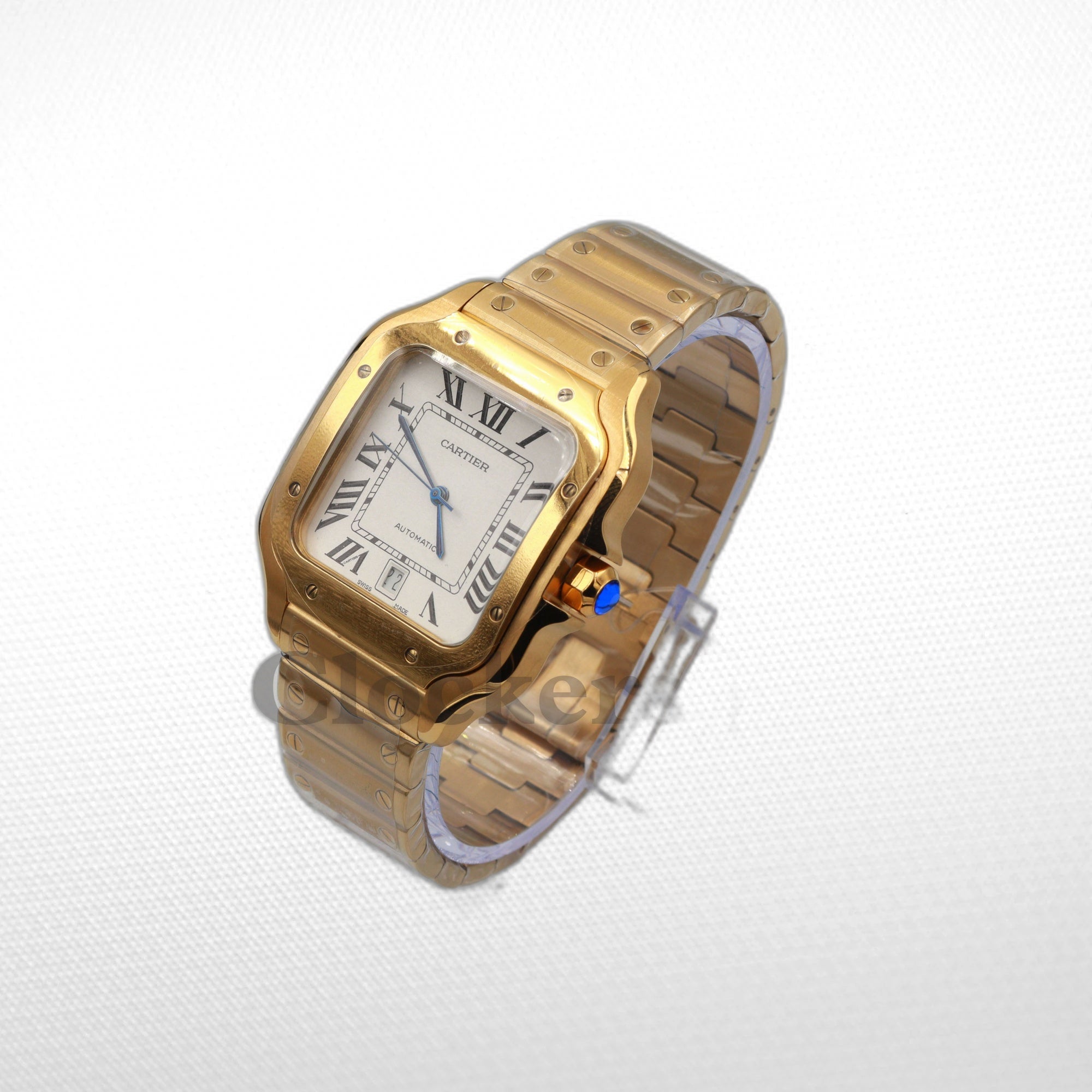 SANT0S DE CARTIER WATCH LARGE MODEL, AUTOMATIC,  GOLD,  INTERCHANGEABLE