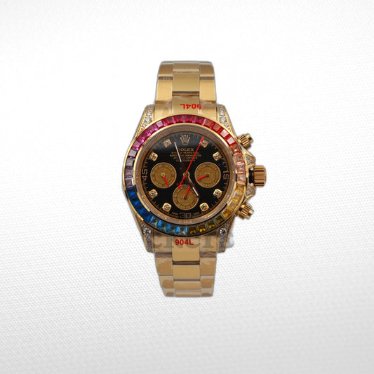 C0SMOGRAPH DAYT0NA BLACK DIAL  GOLD RAINBOW 40MM