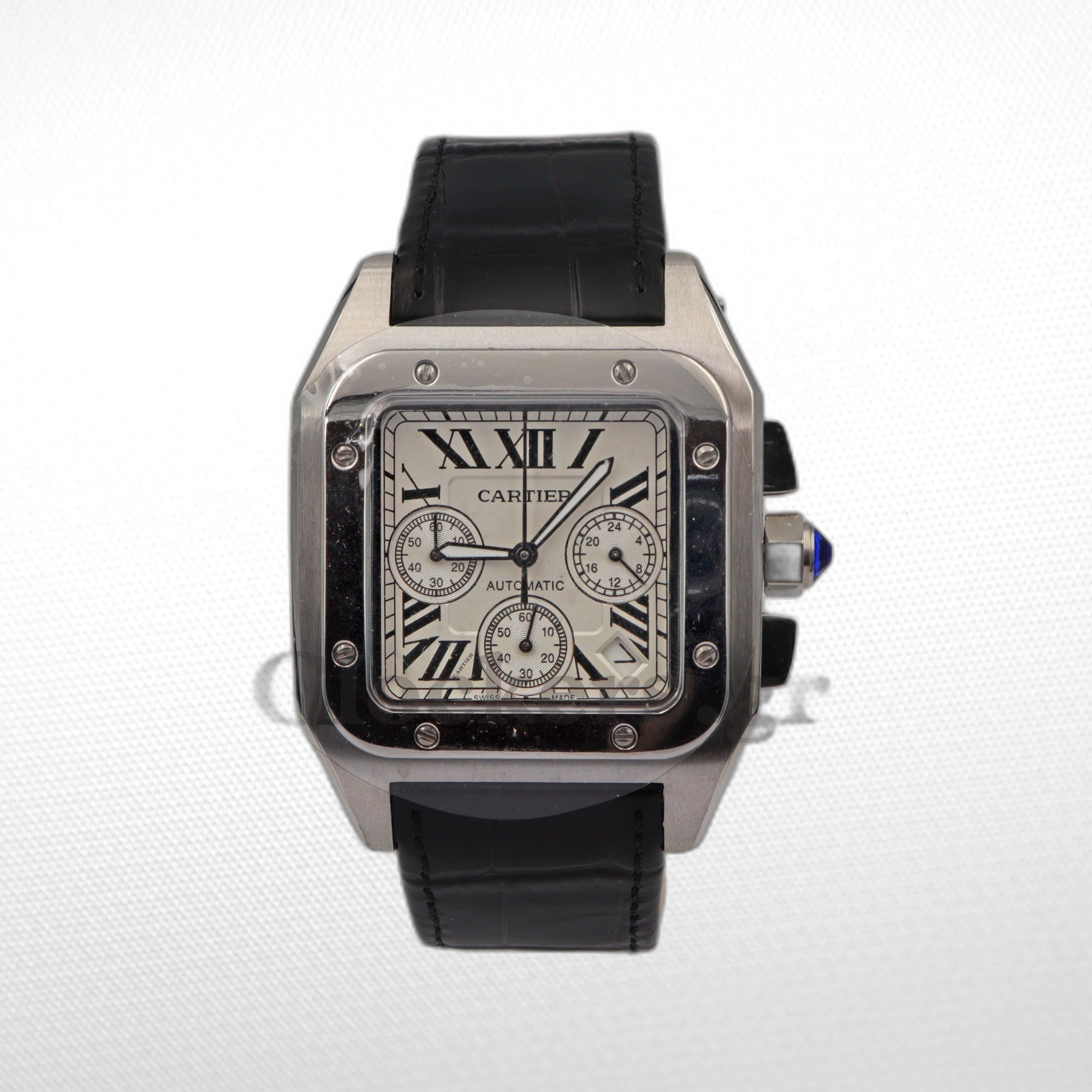 SANTOS 100 STEEL AUTOMATIC CHRONOGRAPH LARGE MEN'S