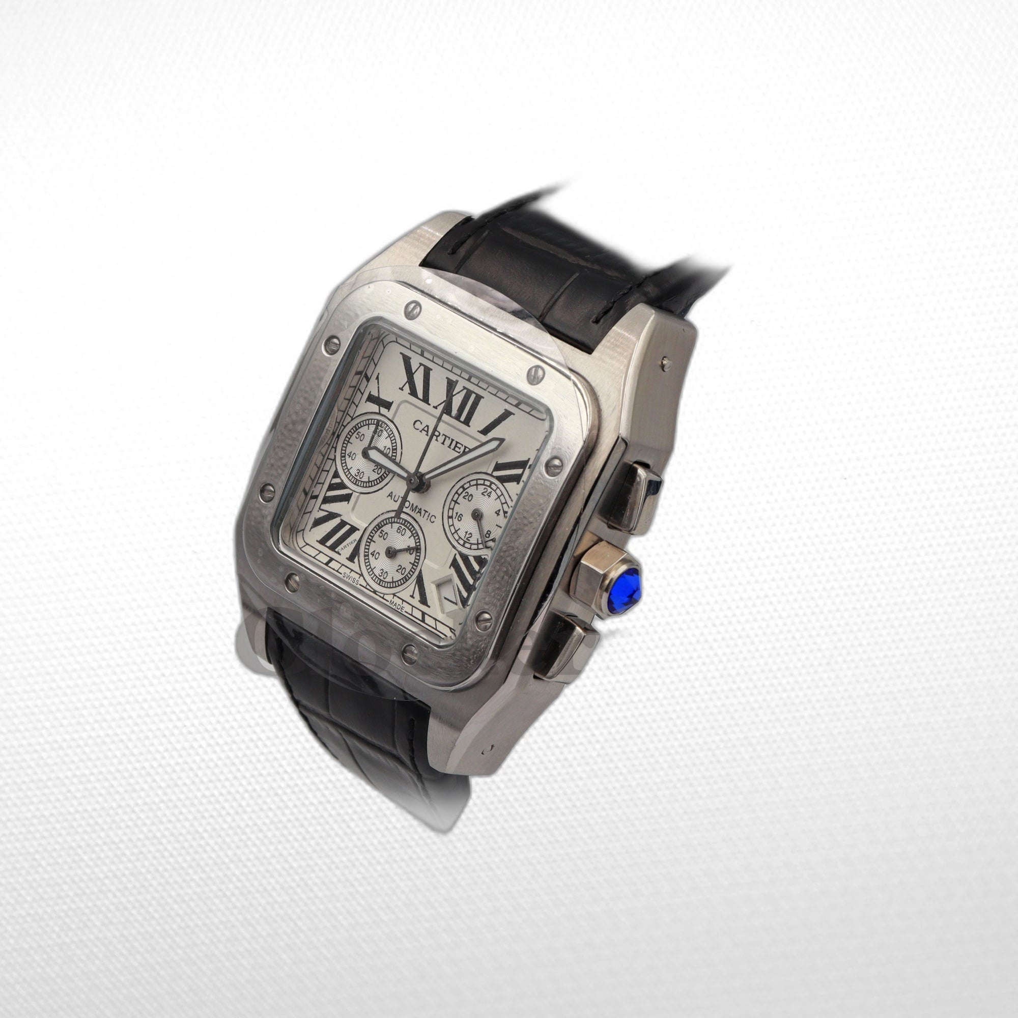 SANTOS 100 STEEL AUTOMATIC CHRONOGRAPH LARGE MEN'S