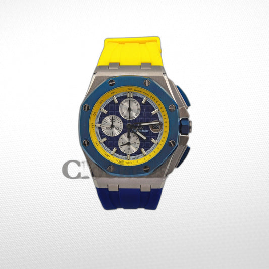 AUDEMARS PIGUET ROYAL OAK OFFSHORE  STEEL BLUE/YELLOW DIAL