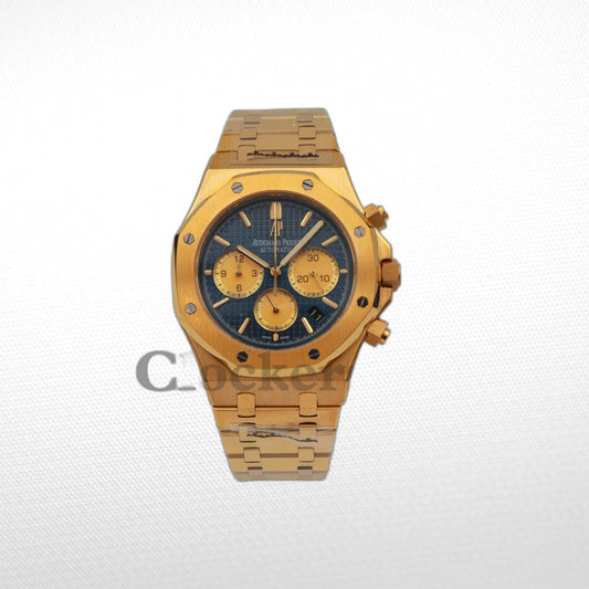 AUDEMARS PIGUET ROYAL OAK CHRONOGRAPH 41MM YELLOW GOLD BLUE DIAL
