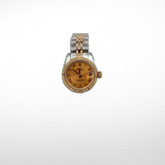 DATEJUST 28MM STAINLESS STEEL AND  GOLD MIDSIZE WATCH ROMAN