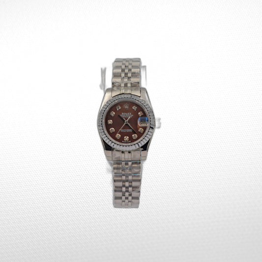 DATEJUST 28MM SS SILVER JUBILEE BROWN DIAL DIAMONDS MARKERS