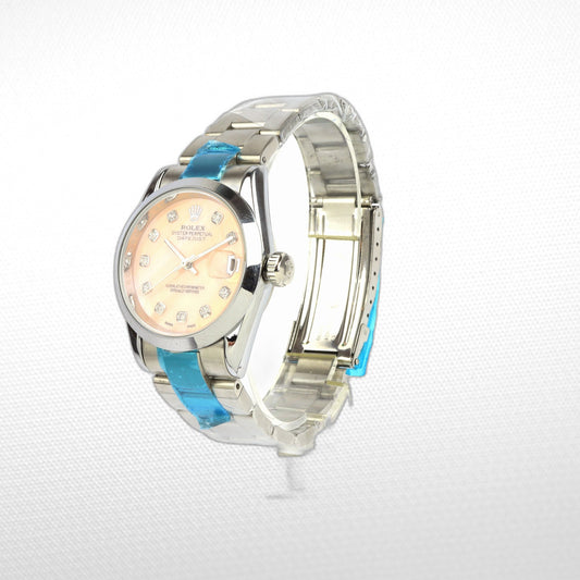 DATEJUST 36MM SS WHITE GOLD OYSTER SALMON DIAL DIAMONDS MARKERS