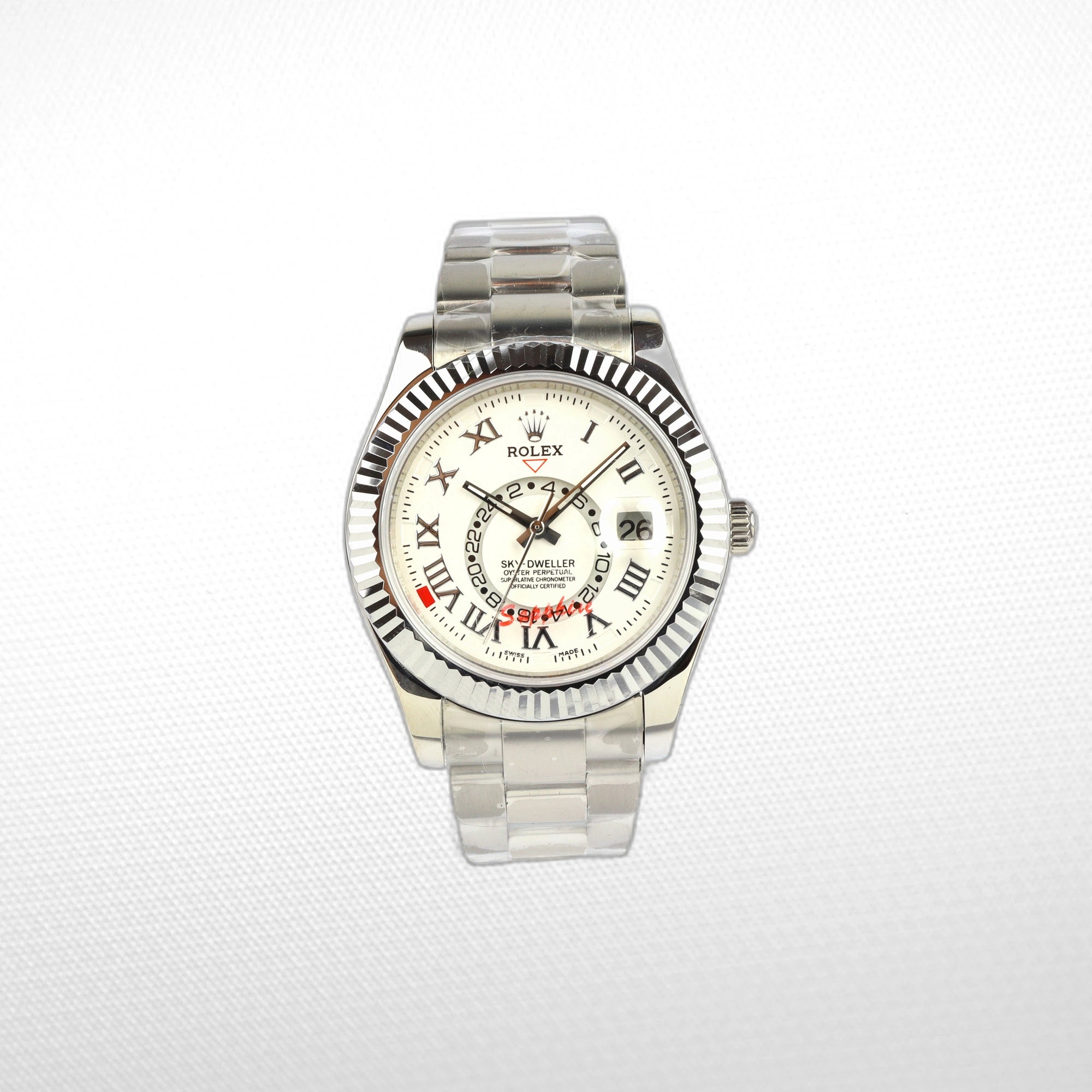 SKY-DWELLER SS WHITE DIAL STICK MARKERS CLONE