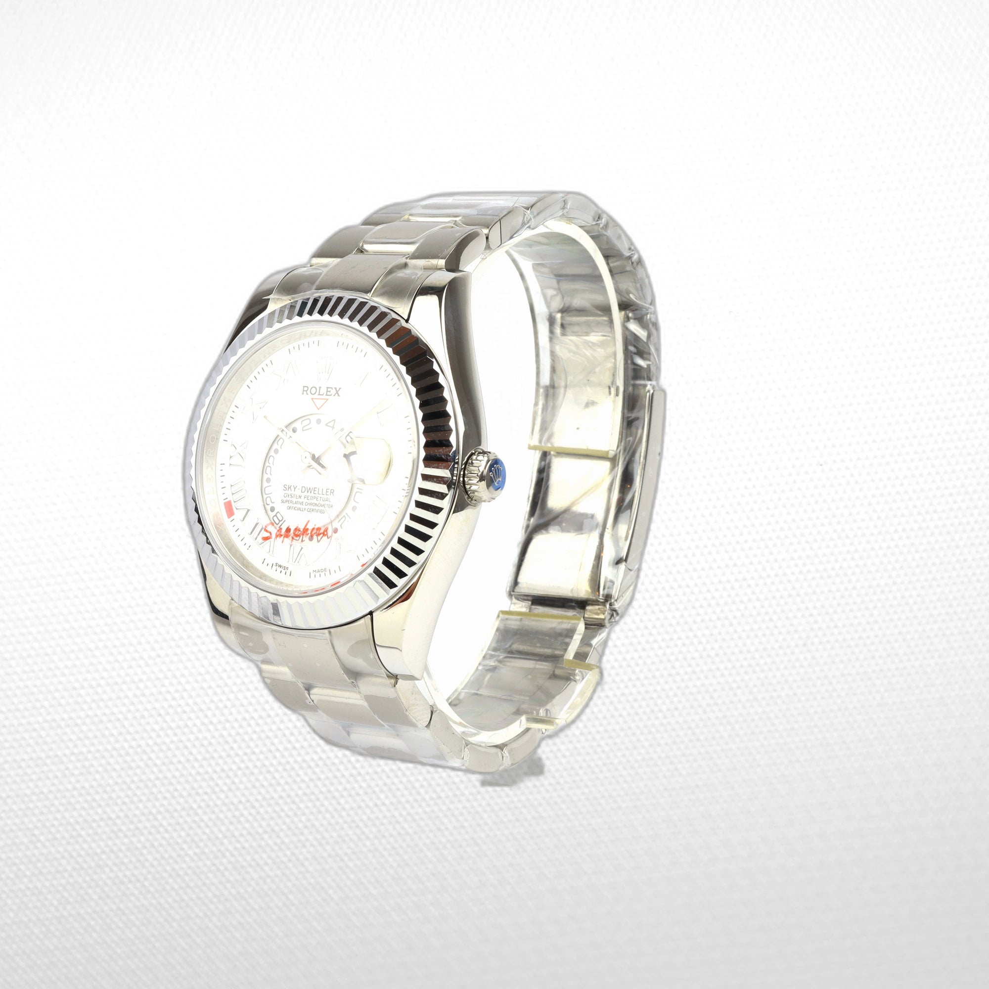 SKY-DWELLER SS WHITE DIAL STICK MARKERS CLONE