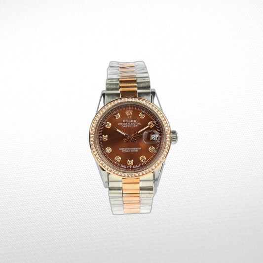DATEJUST 36MM 2-TONE GOLD JUBILEE BRAWN DIAL DIAMONDS MARKERS QUALITY 2A