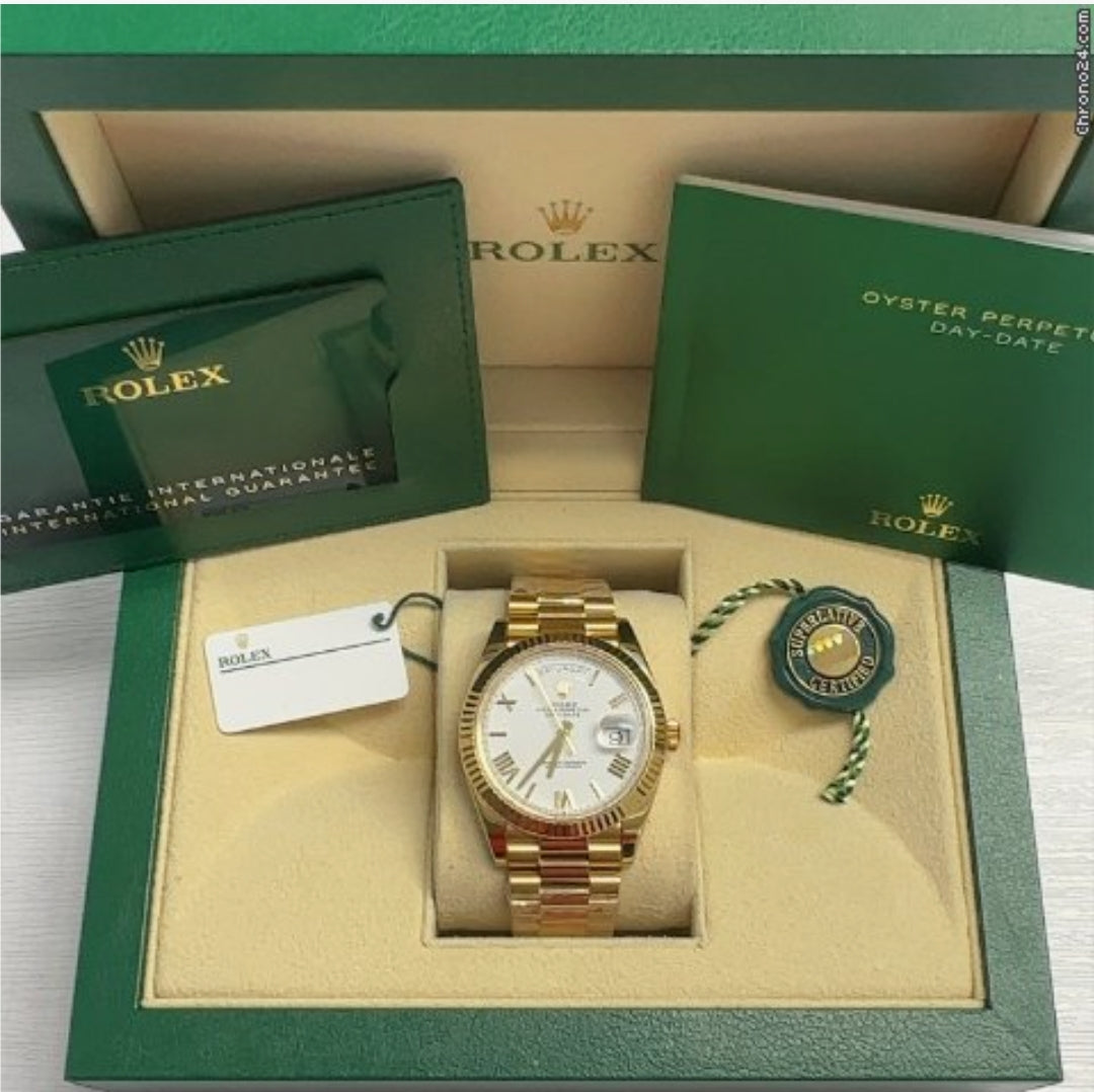 Rolex Day-Date  Yellow Gold White Roman Dial 228238