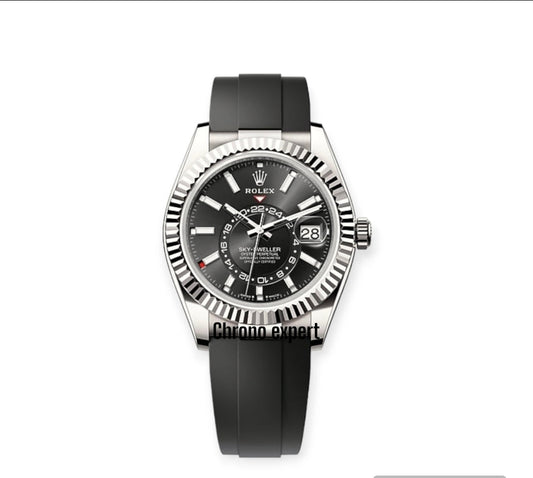 Sky Dweller black dial oyster flex
