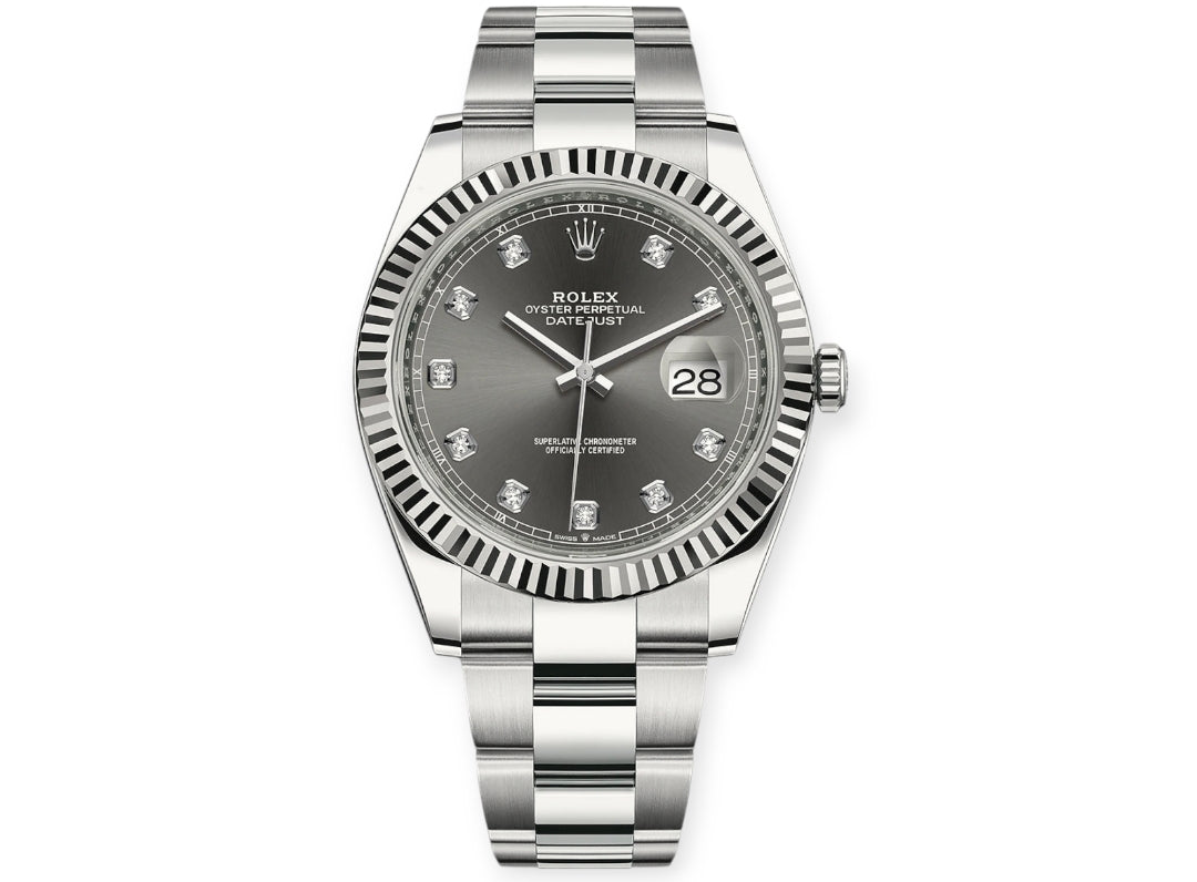 Date Just Rhodium Dial Diamond