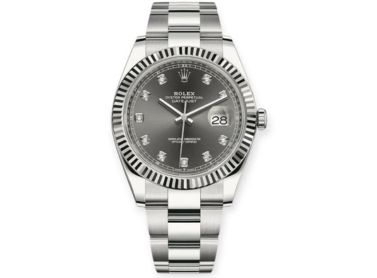 Date Just Rhodium Dial Diamond