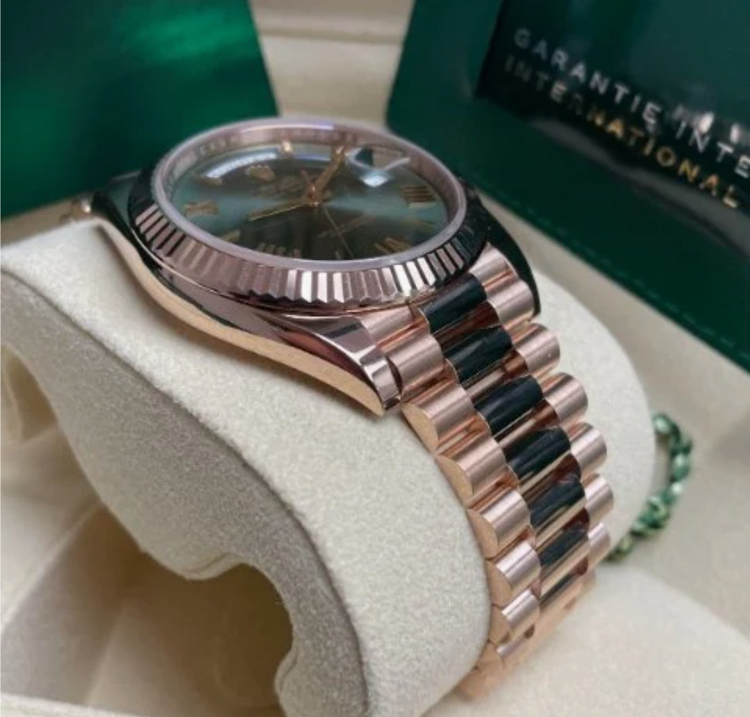 Day Date Rose Gold Green Dial Anniversary