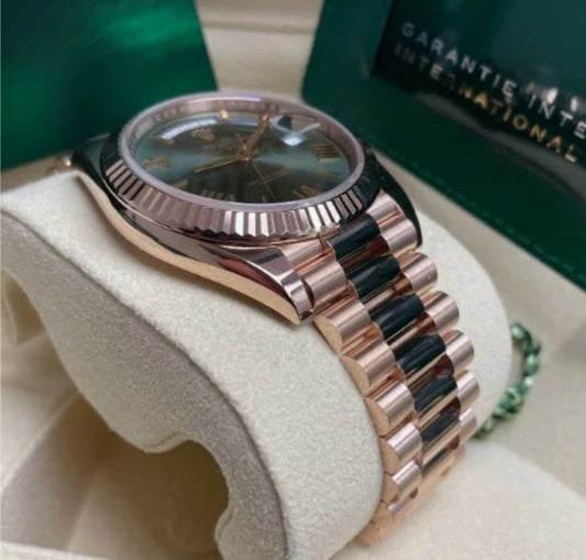 Day Date Rose Gold Green Dial Anniversary
