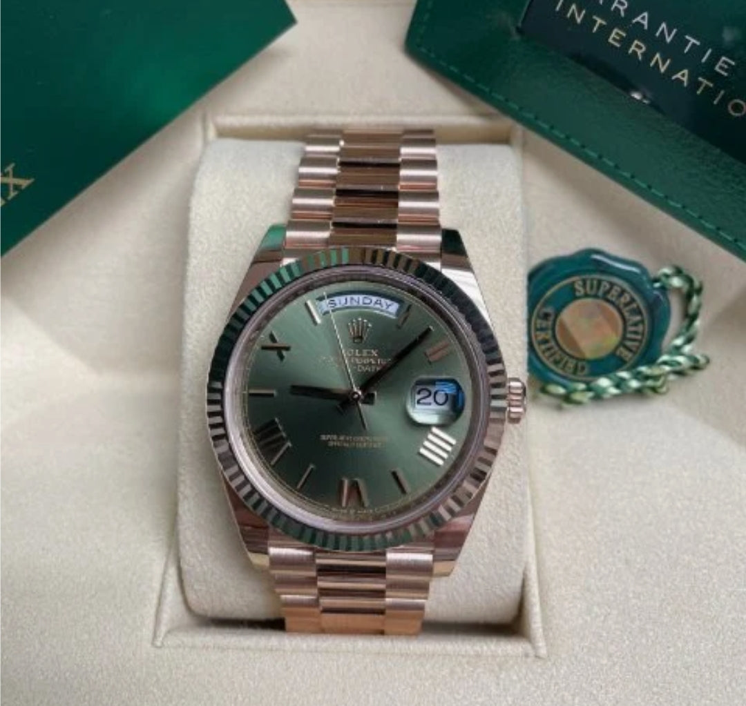 Day Date Rose Gold Green Dial Anniversary
