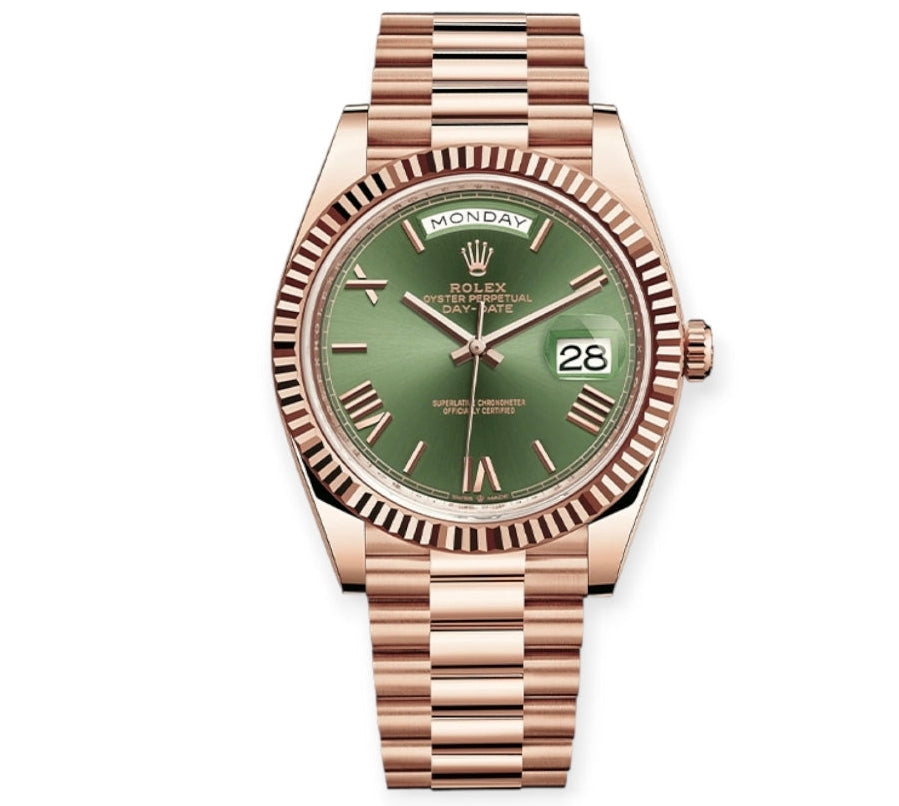 Day Date Rose Gold Green Dial Anniversary