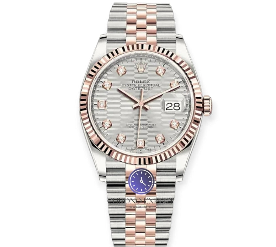 Datejust 36 Steel & Rose Gold 126231 Silver Fluted Motif Diamond Jubilee