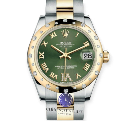 Date Just lady two tone green dial