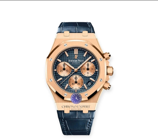 Royal Oak gold blue dial blue leather strap