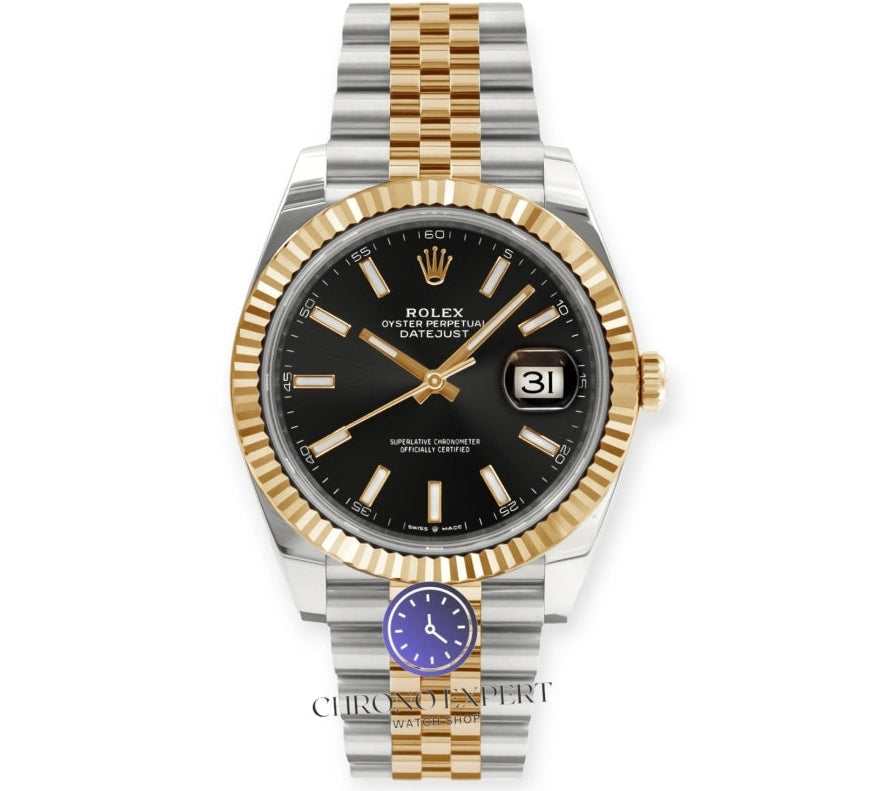 Date just 2 tone black dial